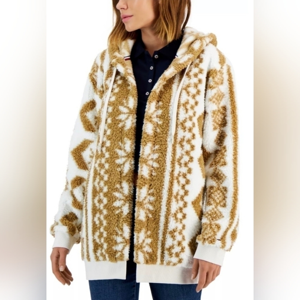 Womens Hooded sherpa jacket size xl